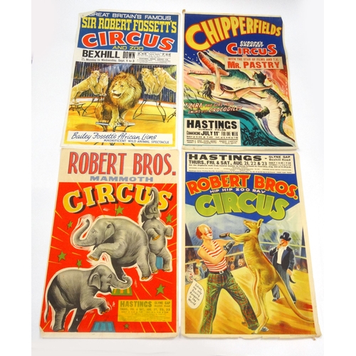 502 - Four 1950s and 1960s circus advertising posters comprising - Chipperfields, Sir Robert Fossett's and... 