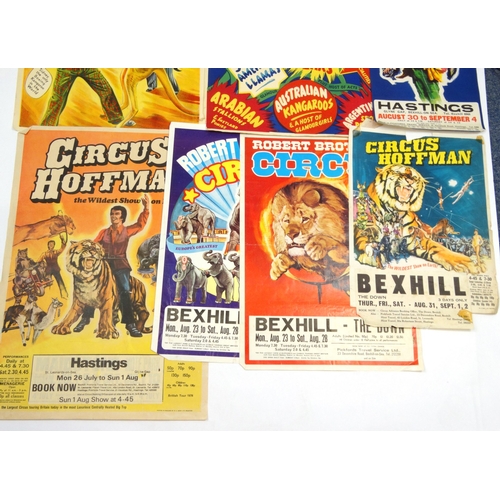 507 - Group of eight 1950s, 1960s and 1970s circus advertising posters including Billy Smart's Circus, Rob... 