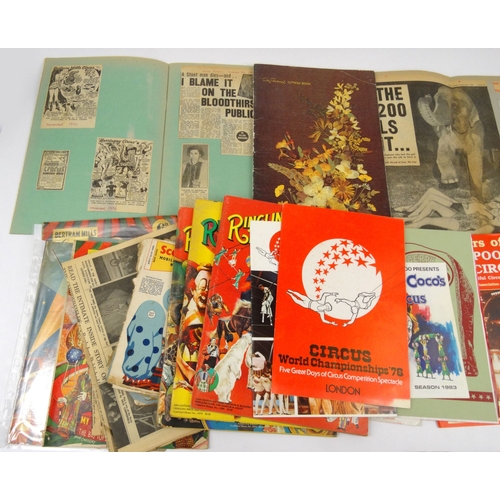 530 - Group of circus related ephemera including three scrap books, tickets, postcards, colouring books, B... 