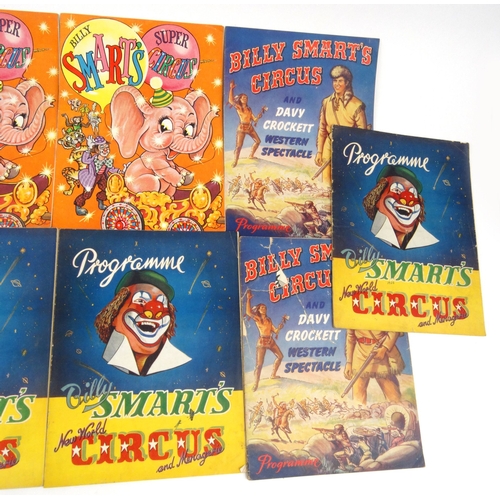 525 - Group of 13 vintage Billy Smart's Circus programmes from 1950s onwards