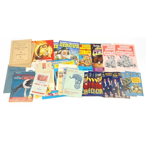 523 - Collection of over 35 Sir Robert Fossett's and Roberts Bros circus programmes from 1940s onwards