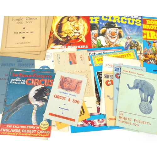 523 - Collection of over 35 Sir Robert Fossett's and Roberts Bros circus programmes from 1940s onwards