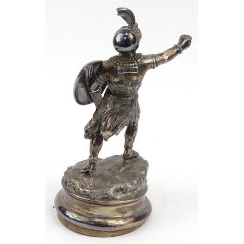 115 - Mappin & Webb Sheffield plated pen holder of a Moari warrior, impressed and lozenge mark to reverse,... 