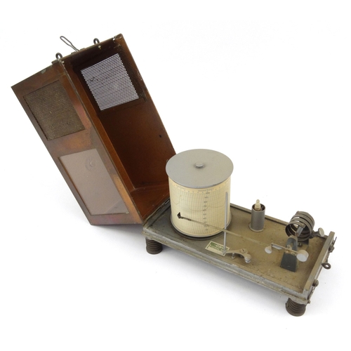 23 - Coppered tinplate barograph, serial number 5490, 18cm high