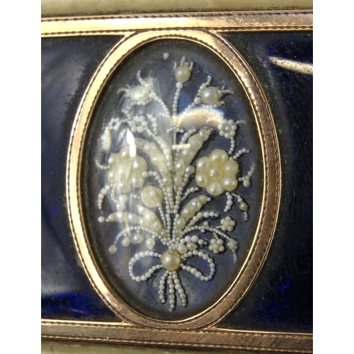 35 - Georgian ivory gilt metal box with mirrored interior and floral panelled top, 9.5cm wide