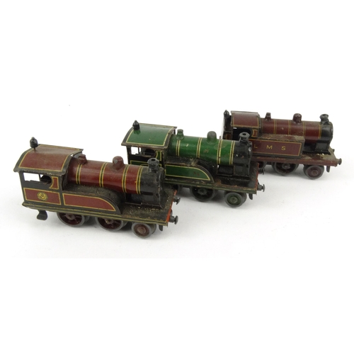 548 - Large selection of Hornby, BW German and Bavarian tinplate railway trains, track, locomotives, etc, ... 