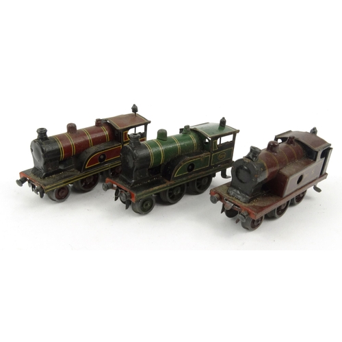 548 - Large selection of Hornby, BW German and Bavarian tinplate railway trains, track, locomotives, etc, ... 