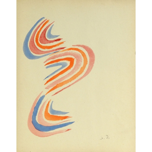 1238 - Watercolour onto paper abstract composition, bearing a monogram G.D., 21cm x 16.5cm