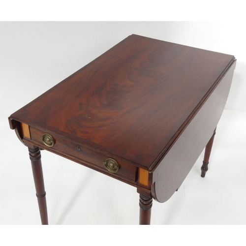 3 - 19th Century inlaid mahogany Pembroke table, 71cm high x 120cm wide x 87cm deep