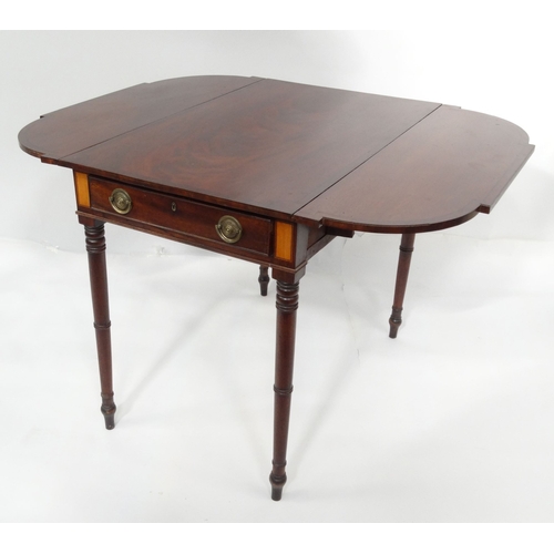 3 - 19th Century inlaid mahogany Pembroke table, 71cm high x 120cm wide x 87cm deep