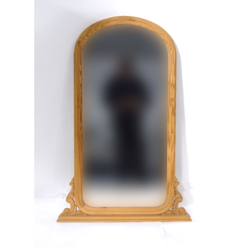 11 - Pine framed mirror, 123cm high
