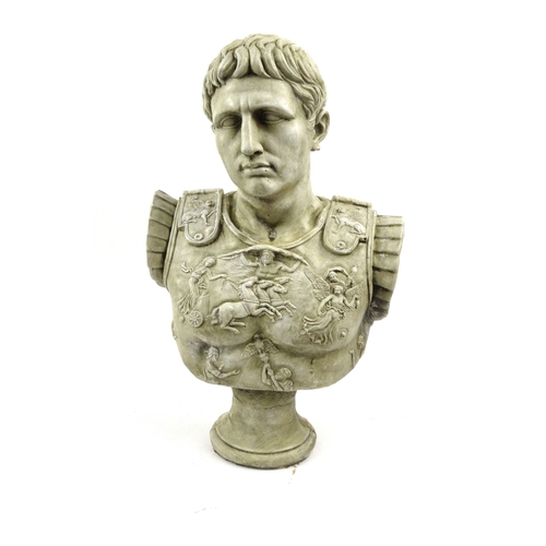 2086 - Bust of Julius Caesar decorated with various Roman scenes, 58cm high