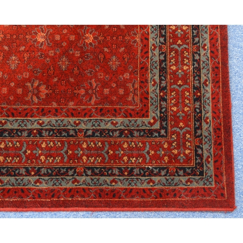 2021 - Red ground Super Keshan Egyptian woollen rug with multiple boarders, 290cm x 200cm