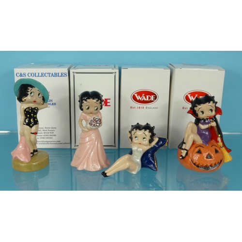 2058 - Four boxed Wade limited edition Betty Boop figures - Beach Belle, Rose, Hallowe'en 2001 and Lazy Daz... 
