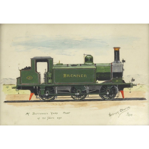 242 - Railway interest watercolour of The Brenner Steam Locomotive Sianey Oborne 11/1929, housed in an inl... 