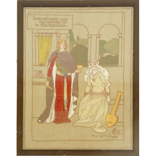 156A - Oak framed needlework 'Queen Eleanor Gives The Poison Cup To Fair Rosamund', 43cm x 33cm