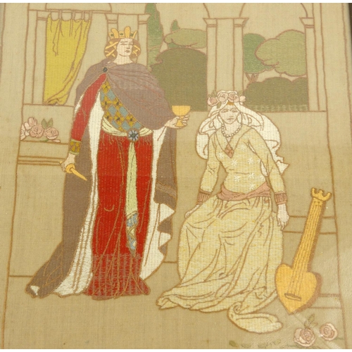 156A - Oak framed needlework 'Queen Eleanor Gives The Poison Cup To Fair Rosamund', 43cm x 33cm