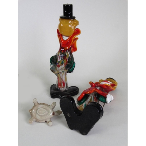 118 - Group of collectable china and glassware comprising two Murano clowns, two Beswick horses, USSR tige... 