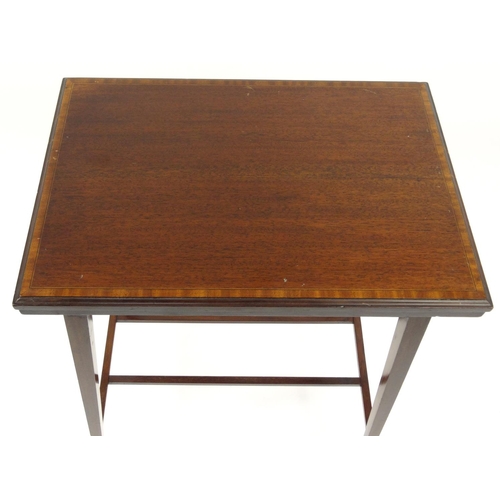 49 - Edwardian inlaid mahogany folding card table, 70cm high x 51cm wide x 36cm deep when closed
