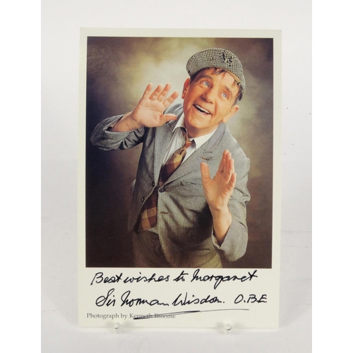 256 - Signed photograph of Norman Wisdom 15cms x 10cms
(PROVENANCE: Collected by the vendor's aunt )