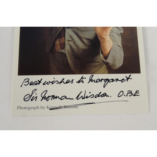 256 - Signed photograph of Norman Wisdom 15cms x 10cms
(PROVENANCE: Collected by the vendor's aunt )