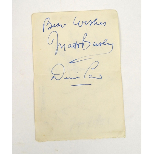 233 - Manchester United autographs from the 1968 European Cup winning football team including George Best,... 