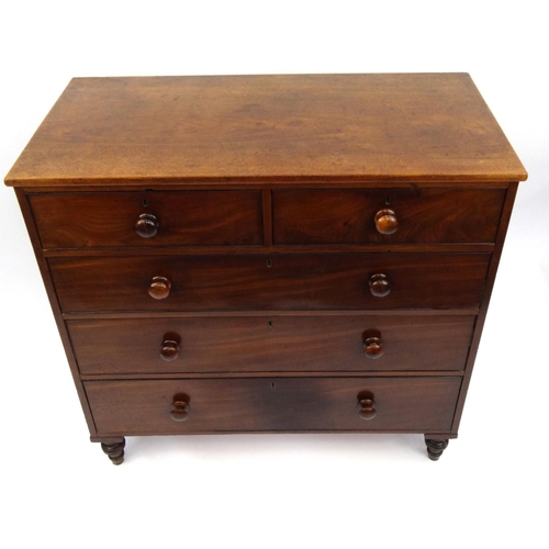 5 - Victorian mahogany five drawer chest fitted with two short drawers above three long graduated drawer... 