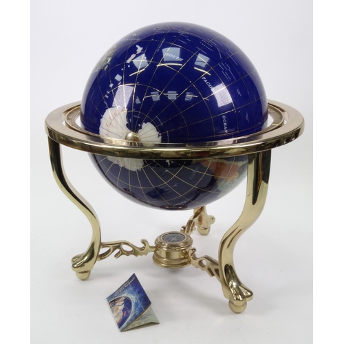 6 - *WITHDRAWN FOR SALE* - Large gemstone table globe with compass, approximately 50cm high