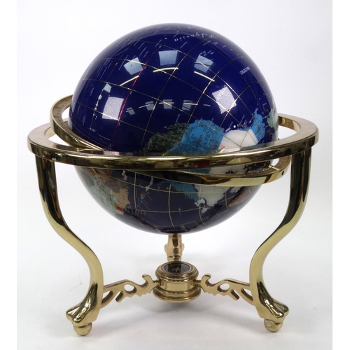 6 - *WITHDRAWN FOR SALE* - Large gemstone table globe with compass, approximately 50cm high