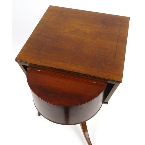 33 - Regency mahogany teapoy with swivel top and tea compartments on splayed legs, 81cm high x 44cm squar... 