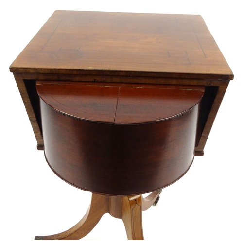 33 - Regency mahogany teapoy with swivel top and tea compartments on splayed legs, 81cm high x 44cm squar... 