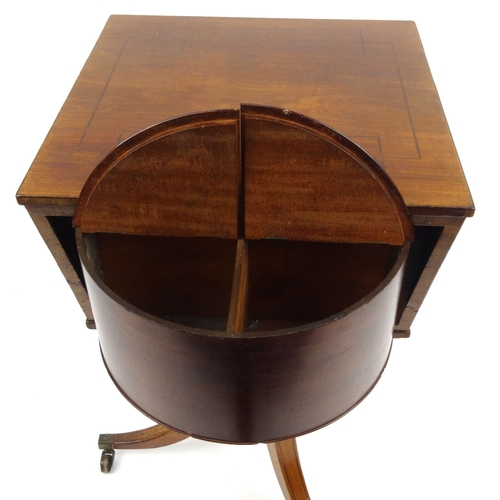 33 - Regency mahogany teapoy with swivel top and tea compartments on splayed legs, 81cm high x 44cm squar... 