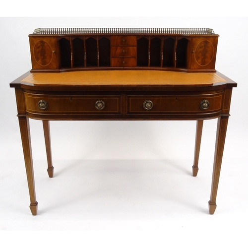 38 - Carlton House style inlaid mahogany desk, 100cm high x 107cm wide x 52cm deep