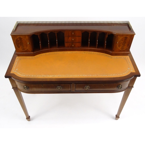 38 - Carlton House style inlaid mahogany desk, 100cm high x 107cm wide x 52cm deep