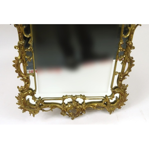13 - Chippendale design brass framed mirror, with C scroll and acanthus decoration, 105cm x 58cm