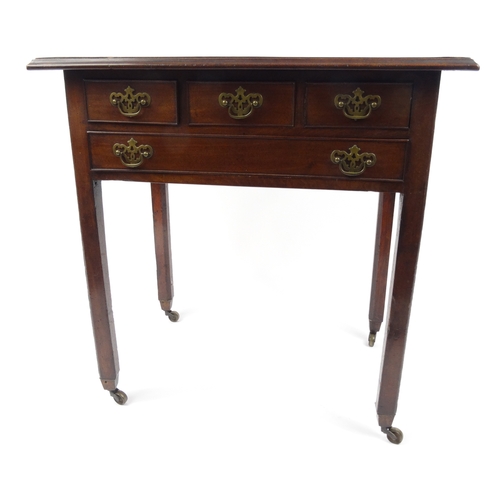 26 - Georgian mahogany lowboy fitted with three short drawers above a long drawer, 78cm high x 77cm wide ... 