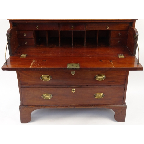 4 - Victorian mahogany secretaire bookcase, with a pair of astragal glazed doors above a fitted secretai... 