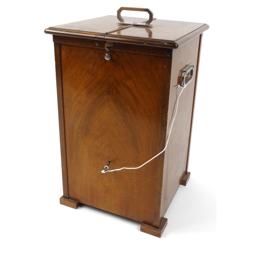 9 - Art Deco walnut drinks cabinet with lift up cantilever action, with the 