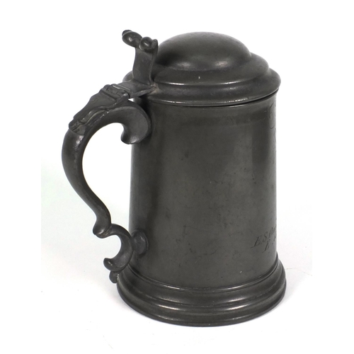 238 - Rowing interest Victorian glass bottomed pewter tankard, Pembroke College, Robinson Cup Challenge Fo... 