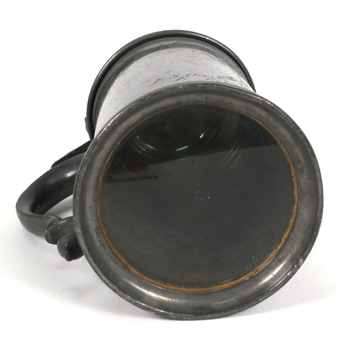 238 - Rowing interest Victorian glass bottomed pewter tankard, Pembroke College, Robinson Cup Challenge Fo... 