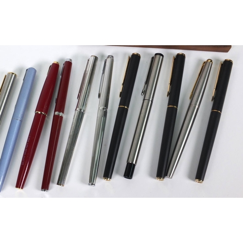 90 - Selection of Parker fountain and ballpoint pens, the largest 13cm long