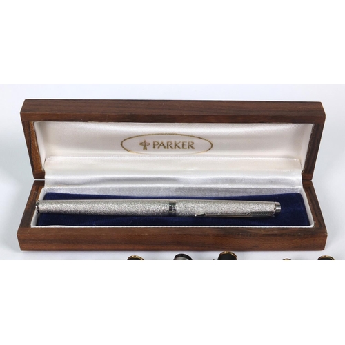 90 - Selection of Parker fountain and ballpoint pens, the largest 13cm long