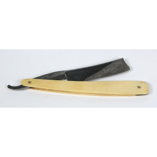 41 - Mappin & Webb oak cased set of two gentleman's ivory handled cut throat razors, Toulmin & Gale, the ... 