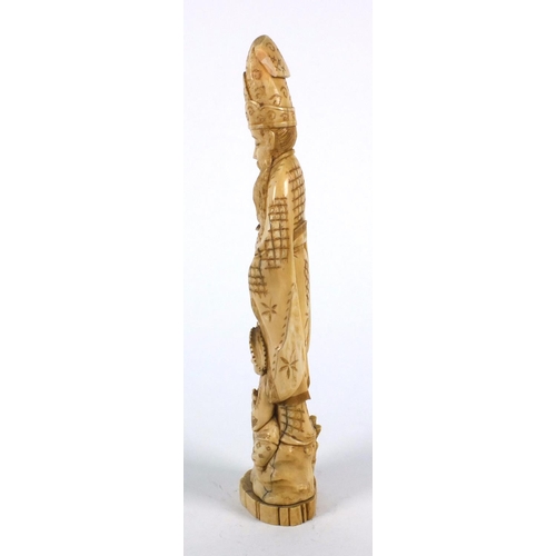 608 - Oriental Chinese ivory carving of an elder and young boy, seal mark to base, 35cm high