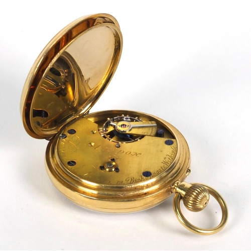 1287 - Barraud & Lunds 18ct gold gentleman's open faced pocket watch, 4.8cm diameter, approximate weight 96... 