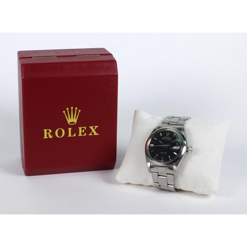 1275 - Rolex Oyster Perpetual Air-King-Date stainless steel gentleman's wristwatch with black dial, numbere... 