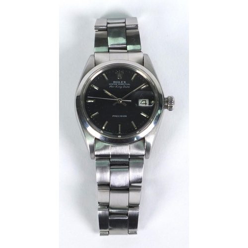 1275 - Rolex Oyster Perpetual Air-King-Date stainless steel gentleman's wristwatch with black dial, numbere... 