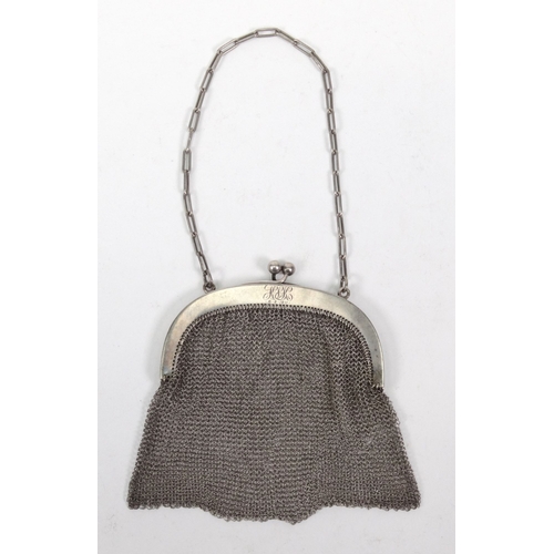 184 - Silver chain link purse, marked 'S & Co 925', 10.5cm wide