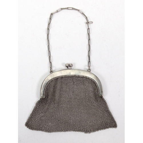 184 - Silver chain link purse, marked 'S & Co 925', 10.5cm wide