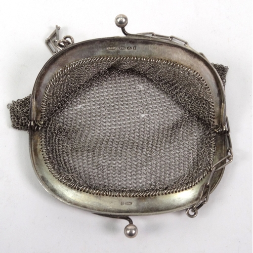 184 - Silver chain link purse, marked 'S & Co 925', 10.5cm wide